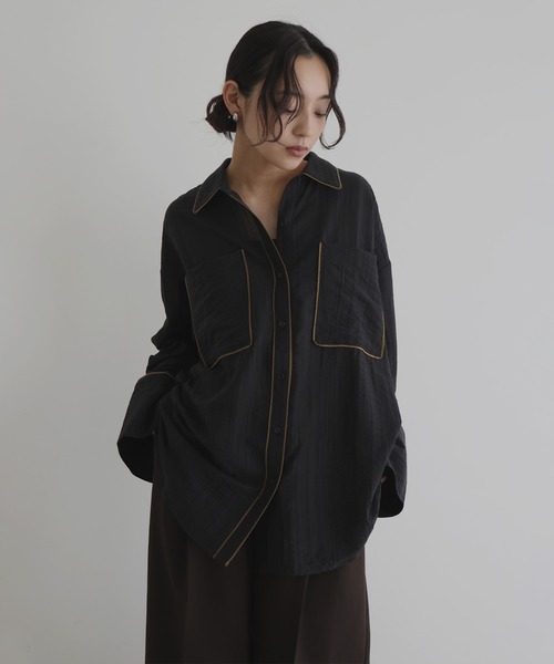 hellam(ヘラム) ブラウス シャツ 配色パイピング オーバーサイズ hellam(ヘラム) ブラウス シャツ 配色パイピング オーバーサイズ
