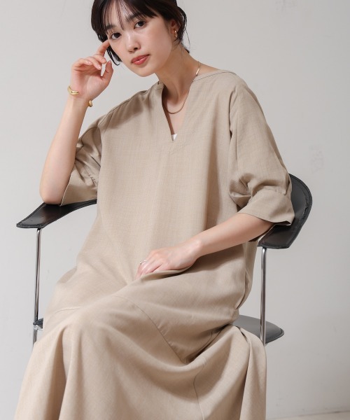 Bou Jeloud（ブージュルード） ワンピース 麻ライクキーネック