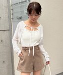 カーディガン ギャザーリボンボレロ レディースの詳細画像2