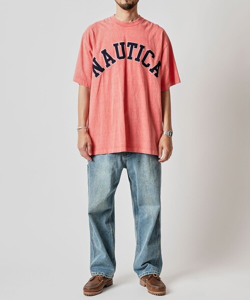 「NAUTICA」 半袖Tシャツ MEDIUM ベージュ メンズ