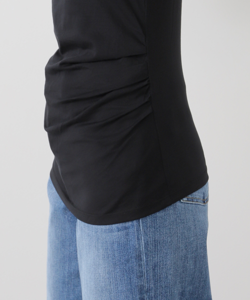 Serque ブラック ノースリーブ タンクトップ　slobeiena SLOBE IENA タンクトップ ノースリーブ Serque/セルク ギャザー