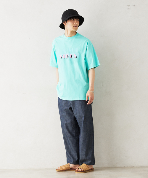 「POLeR」 7分袖Tシャツ LARGE モスグリーン メンズ