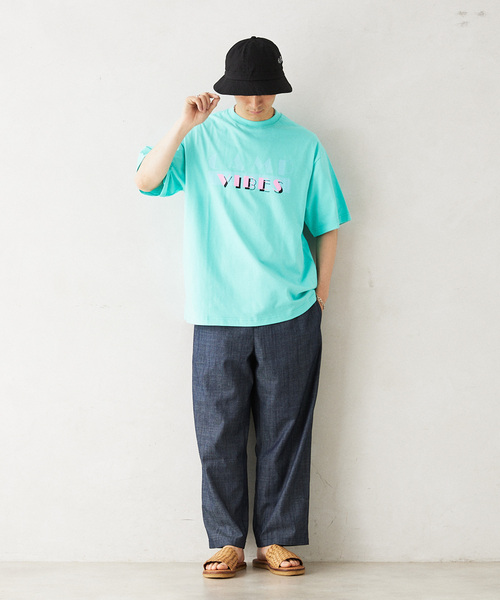 「POLeR」 7分袖Tシャツ LARGE モスグリーン メンズ