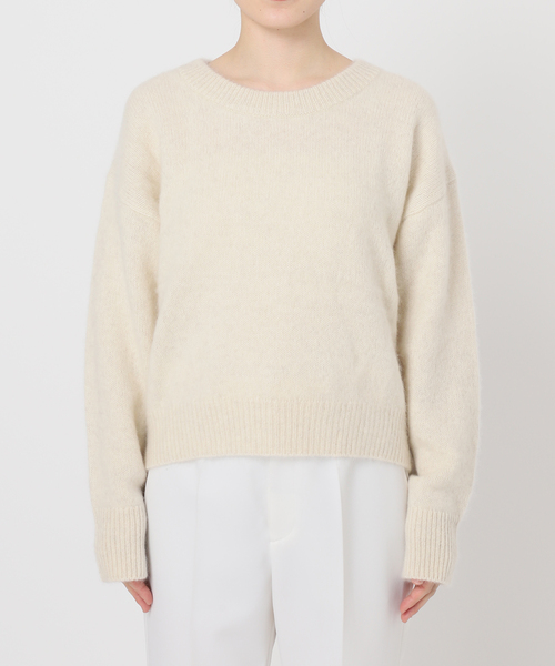 【新品未使用タグ付】 ノーブル 袖口フリルプルオーバー ニット クルーネック NOBLE（ノーブル） ニット セーター YAKクルーネックプルオーバー