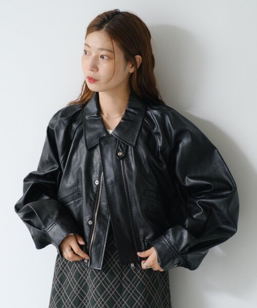 Kastane ブルゾン アウター 「2サイズ展開/襟2WAY」フェイク