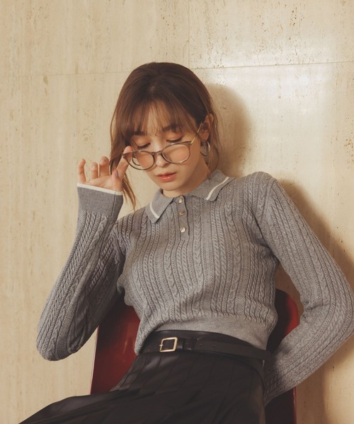 31 Sons de mode ニット セーター 2025秋冬新作 ケーブルポロニット