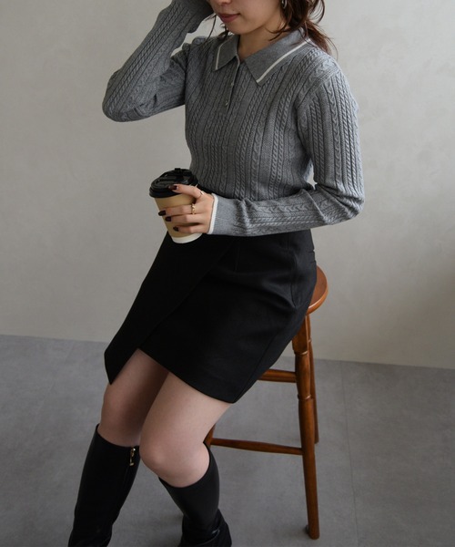 未使用 31 Sons de mode ショート丈 ニット セーター ピンク トランテアン ソン ドゥ モード 31 Sons de mode ざっくりクロップド