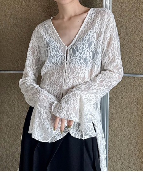 Ameri（アメリ） tシャツ UND 2WAY CUT LACE FRILL TOP レディース