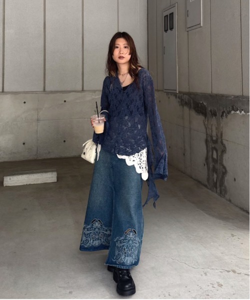Ameri（アメリ） tシャツ UND 2WAY CUT LACE FRILL TOP レディース