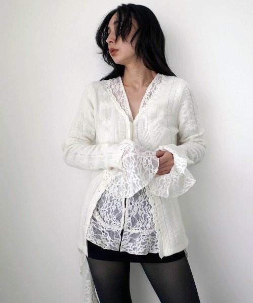 Ameri（アメリ） tシャツ UND 2WAY CUT LACE FRILL TOP レディース