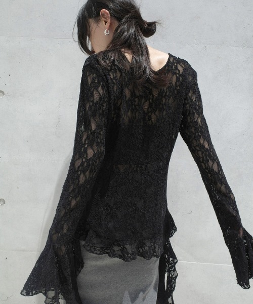 Ameri（アメリ） tシャツ UND 2WAY CUT LACE FRILL TOP レディース