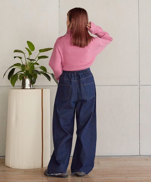 「w closet」 タートルネックニット FREE ピンク レディース_画像4