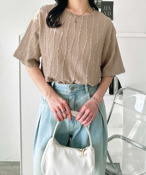 「GeeRA」 半袖ブラウス X-LARGE オフホワイト レディース_画像9