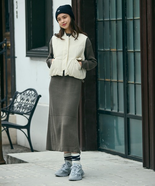 レディース LACOSTE ニット　ダウンベスト LACOSTE（ラコステ） ダウンベスト ベスト クロップド丈 撥水 THERMORE