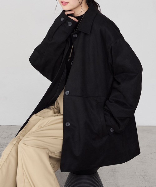 新品 中綿コート 黒 花モチーフ forksy.（フォルクシー） コート アウター 「forksy.」ヴィンテージ