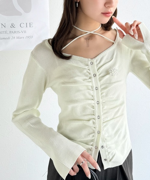 「mily bilet」 ニットカーディガン LARGE アイボリー レディース_画像2
