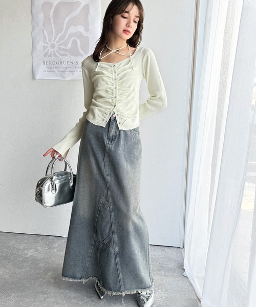 「mily bilet」 ニットカーディガン LARGE アイボリー レディース_画像3