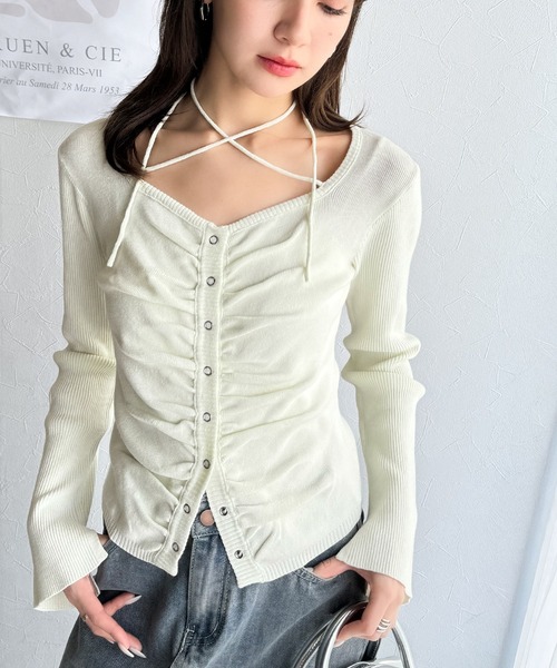 「mily bilet」 ニットカーディガン LARGE アイボリー レディース_画像7