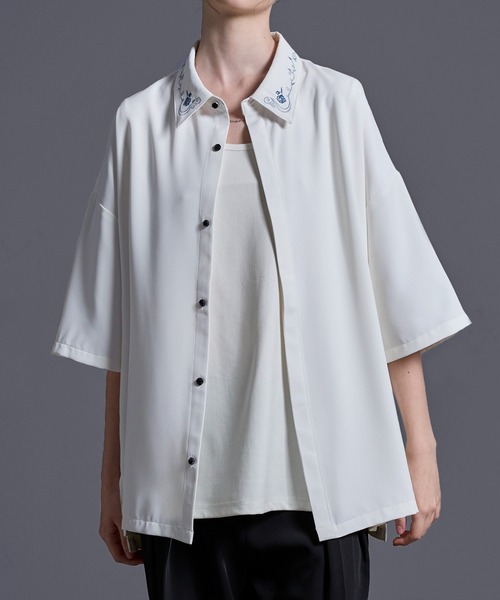 「Loose/ルース」 半袖シャツ L グレイッシュブルー メンズ_画像5