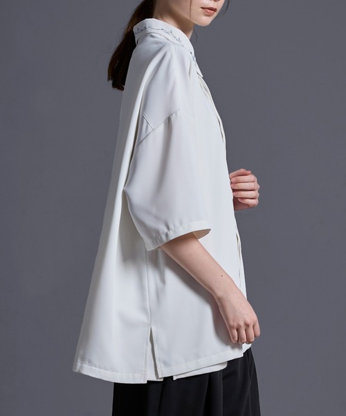 「Loose/ルース」 半袖シャツ L グレイッシュブルー メンズ_画像6