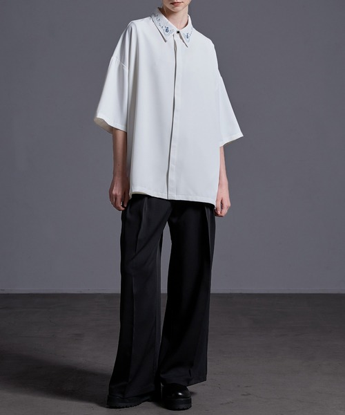 「Loose/ルース」 半袖シャツ L グレイッシュブルー メンズ_画像8