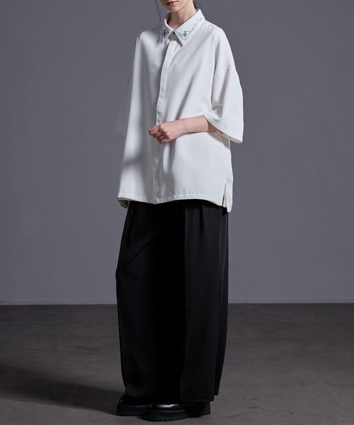 「Loose/ルース」 半袖シャツ L グレイッシュブルー メンズ_画像9