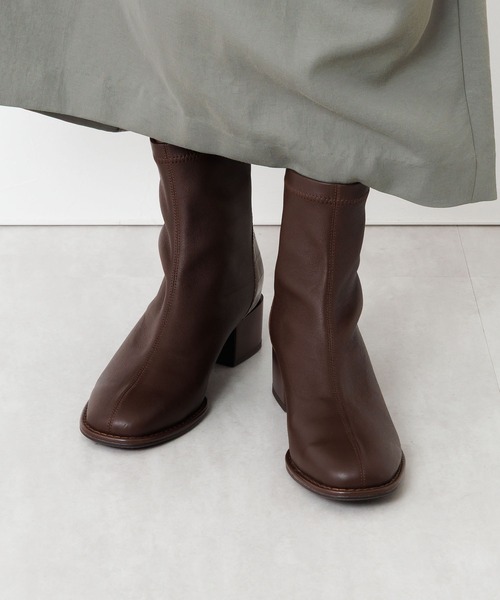 「HIMIKO」 ショートブーツ 25.0cm カーキ レディース_画像2