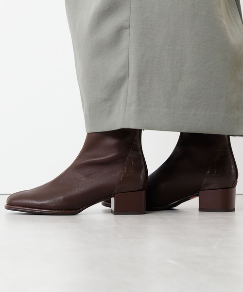 「HIMIKO」 ショートブーツ 25.0cm カーキ レディース_画像3