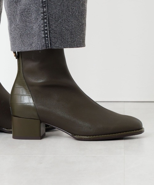 「HIMIKO」 ショートブーツ 25.0cm カーキ レディース_画像8