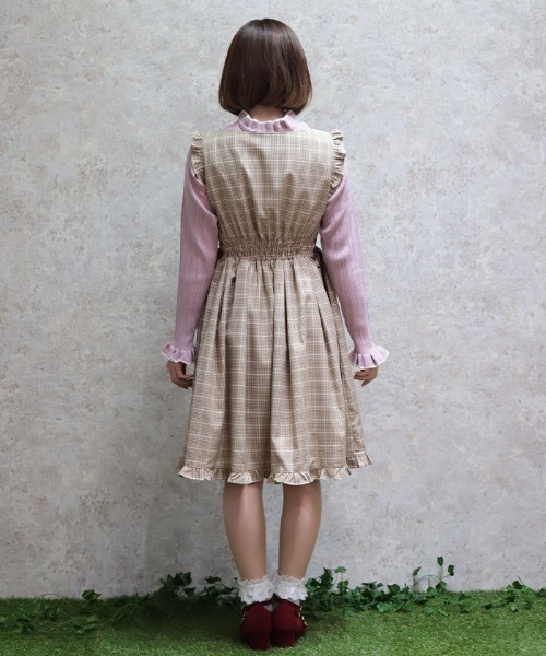 「axes femme POETIQUE」 ノースリーブワンピース MEDIUM キャメル レディース_画像3