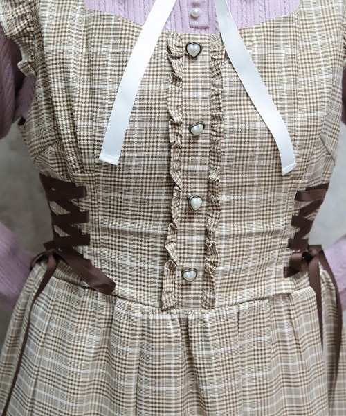 「axes femme POETIQUE」 ノースリーブワンピース MEDIUM キャメル レディース_画像4