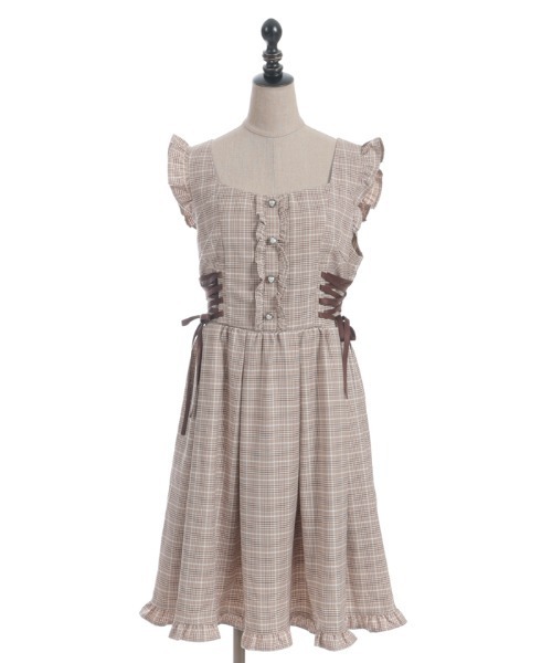 「axes femme POETIQUE」 ノースリーブワンピース MEDIUM キャメル レディース_画像6