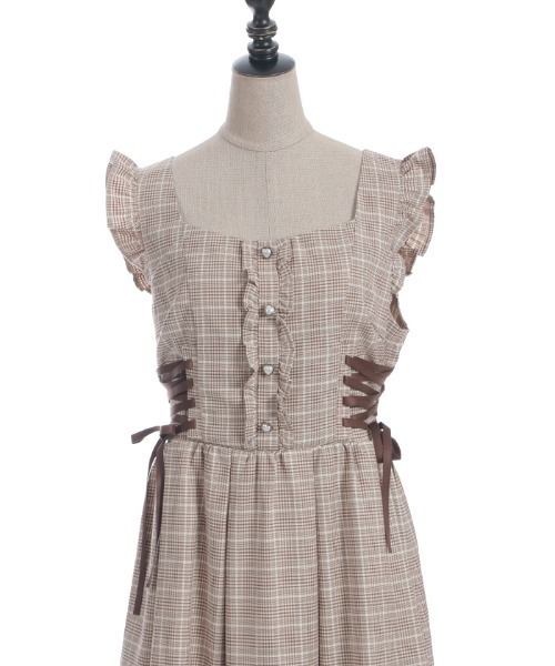 「axes femme POETIQUE」 ノースリーブワンピース MEDIUM キャメル レディース_画像9