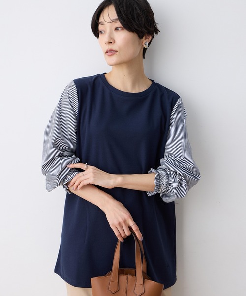 新品未使用　マイストラーダ　異素材ドッキングチュニック WEB限定】異素材ドッキングチュニック | Chez toi(シェトワ)レディース