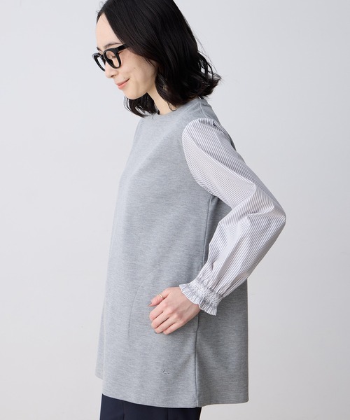 DECOY SINCE 1981 tシャツ ストライプ袖ドッキングチュニック