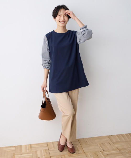 DECOY SINCE 1981 tシャツ ストライプ袖ドッキングチュニック