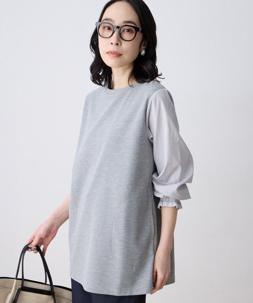 DECOY SINCE 1981 tシャツ ストライプ袖ドッキングチュニック