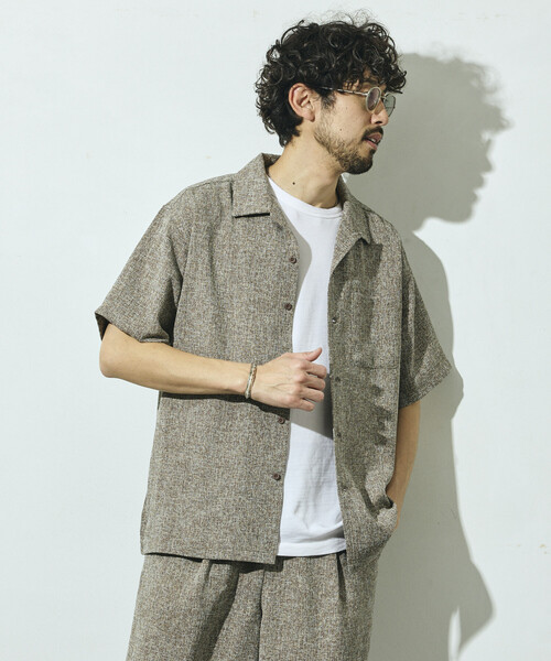 CLASS クラス ツイードパファーシャツ CCAA01UNIA ベージュ 1 Firsthand（ファーストハンド） シャツ 半袖 ドライタッチ サマー