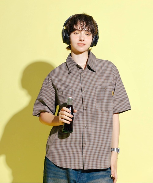 Zooodle シャツ 半袖 Micro Check Short Sleeve Shirt - マイクロ