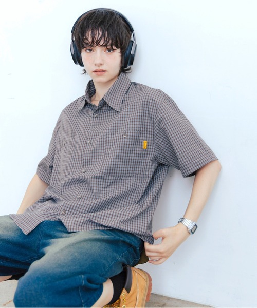 Zooodle シャツ 半袖 Micro Check Short Sleeve Shirt - マイクロ