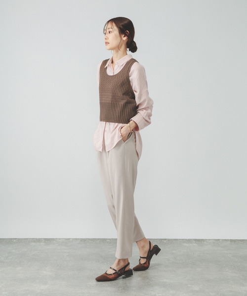 【ベージュ3】モノグラムロゴ柄 ジャージー テーパード クロップドパンツ (WOMENS) GERRY（ジェリー） クロップドパンツ メンズ 7分丈 クライミング