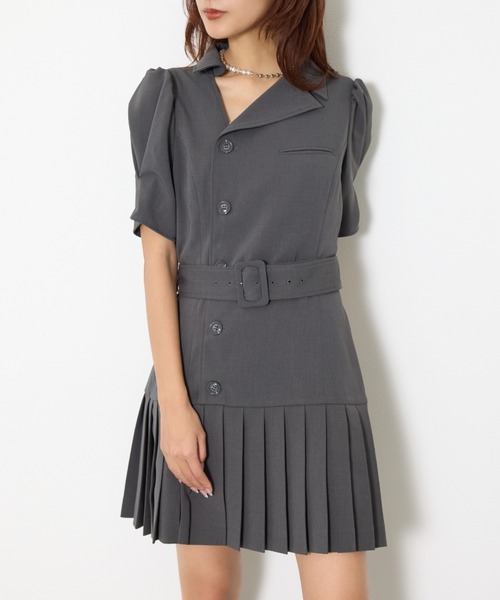 SLY（スライ） ワンピース 半袖 ASYMMETRY PLEATS S/OP アシンメトリー