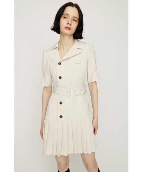 アシンメトリー　ワンピース　ミント系ホワイト　美品　プリーツプリーズ SLY（スライ） ワンピース 半袖 ASYMMETRY PLEATS S/OP アシンメトリー