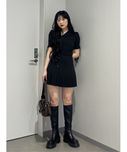 SLY（スライ） ワンピース 半袖 ASYMMETRY PLEATS S/OP アシンメトリー