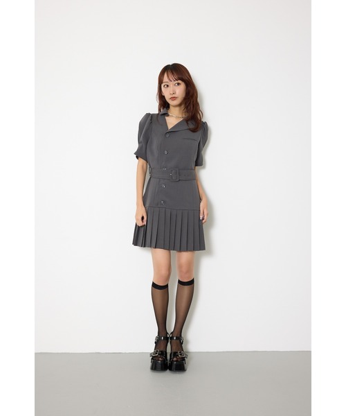 SLY（スライ） ワンピース 半袖 ASYMMETRY PLEATS S/OP アシンメトリー