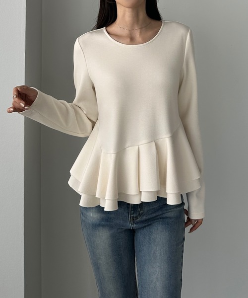 「Louere」 長袖カットソー X-LARGE アイボリー レディース_画像4
