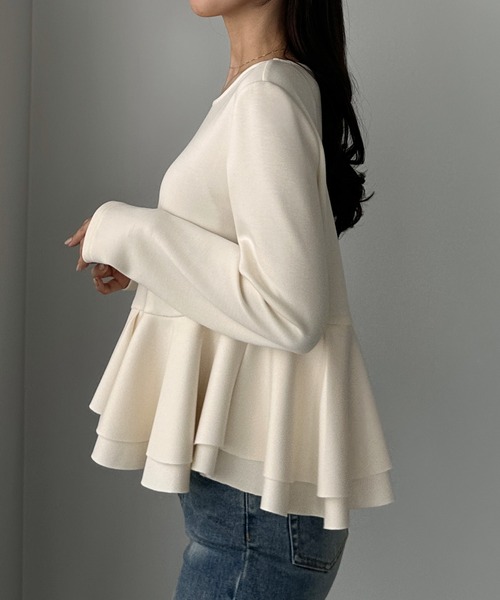 「Louere」 長袖カットソー X-LARGE アイボリー レディース_画像5