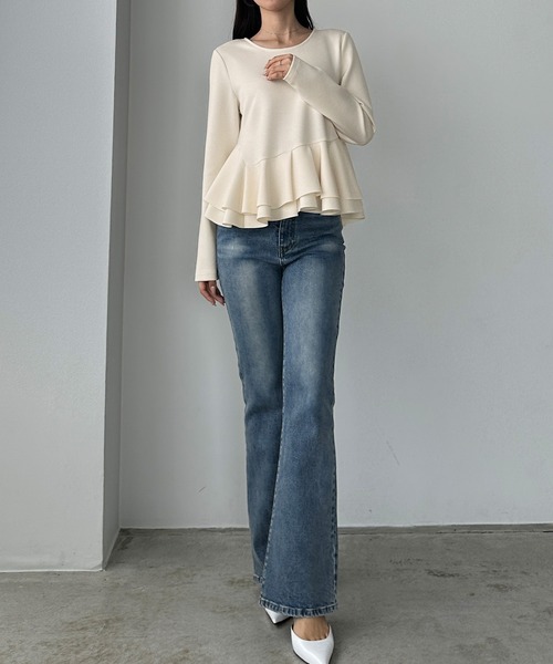 「Louere」 長袖カットソー X-LARGE アイボリー レディース_画像6