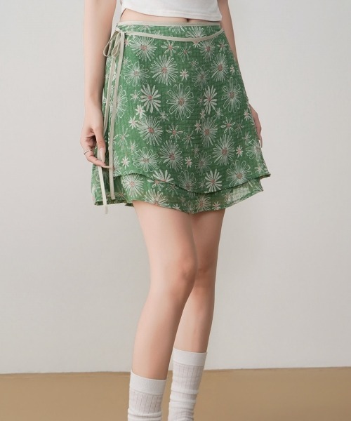 gossip!ロサンゼルス スカート 「Y2Kガーリー」レトロ花柄シフォンA