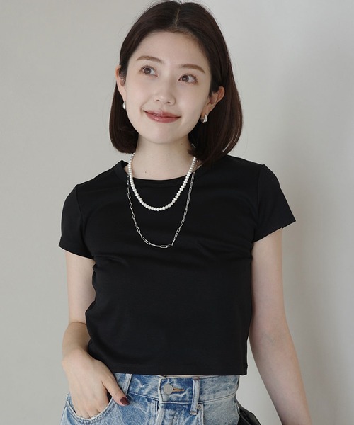 anuans（アニュアンス） tシャツ 半袖 シルクタッチコットンクロップド